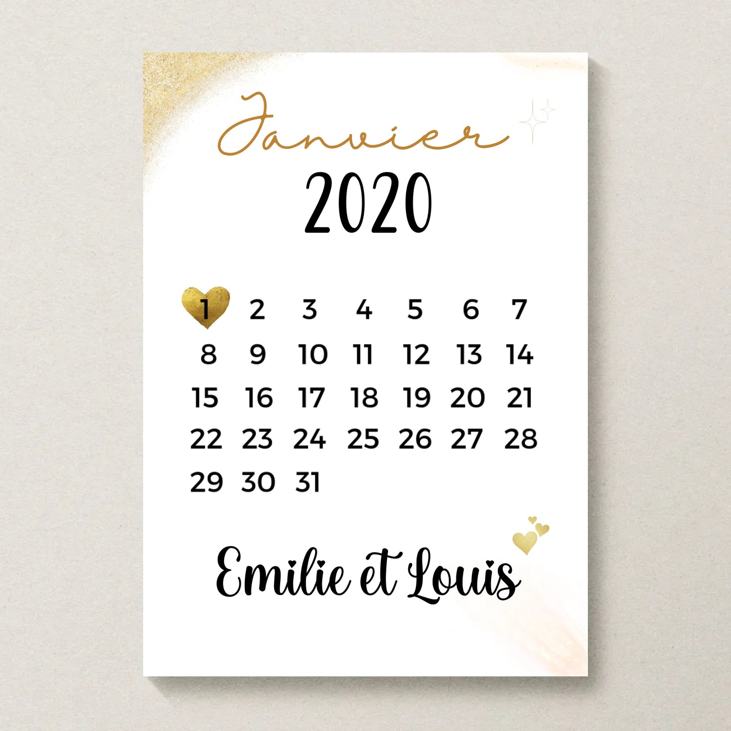 Affiche couple Personnalisée - Calendrier date de rencontrePlume Revedor