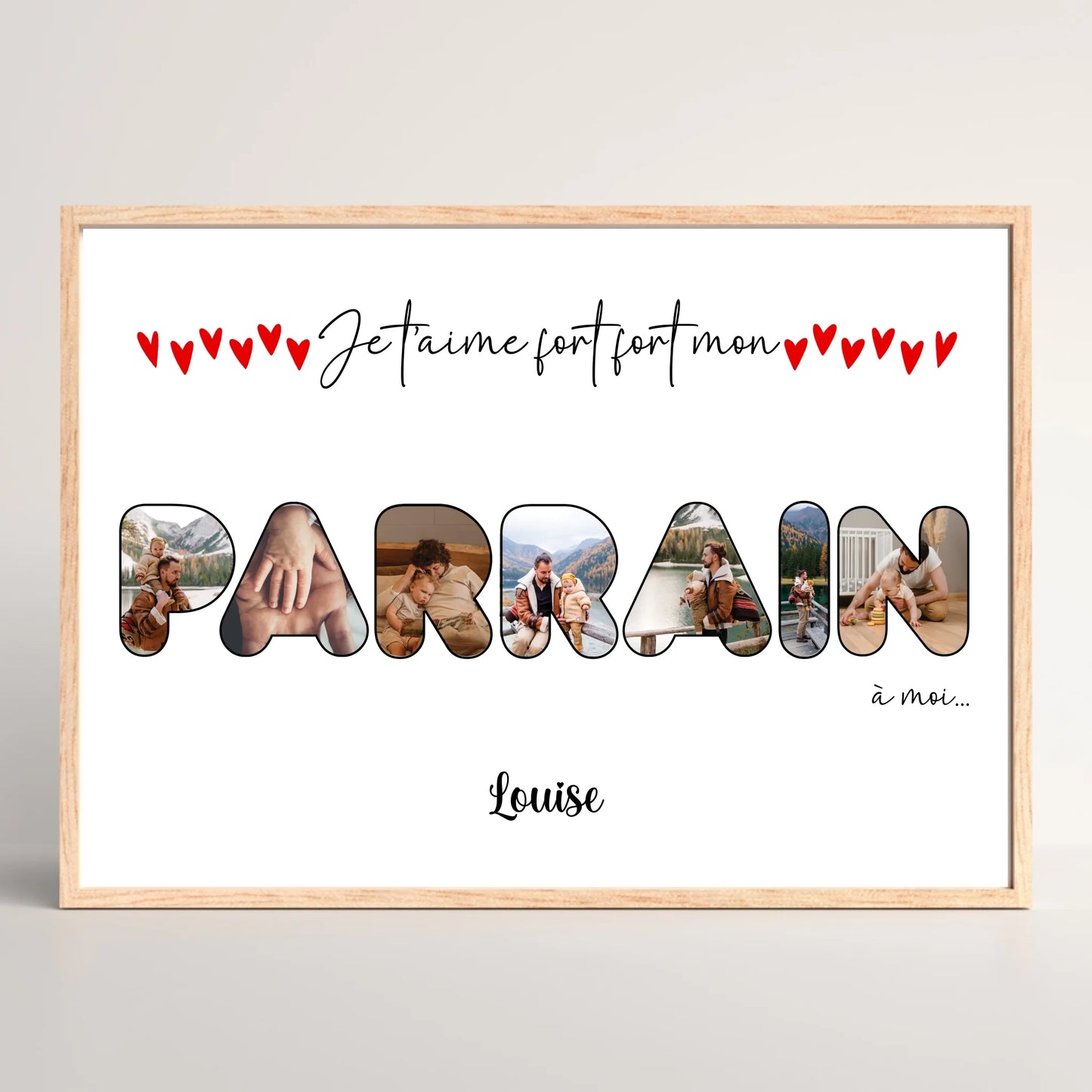 Cadre personnalisé Parrain - Mot Parrain avec photos - cadeau parrain personnalisé
