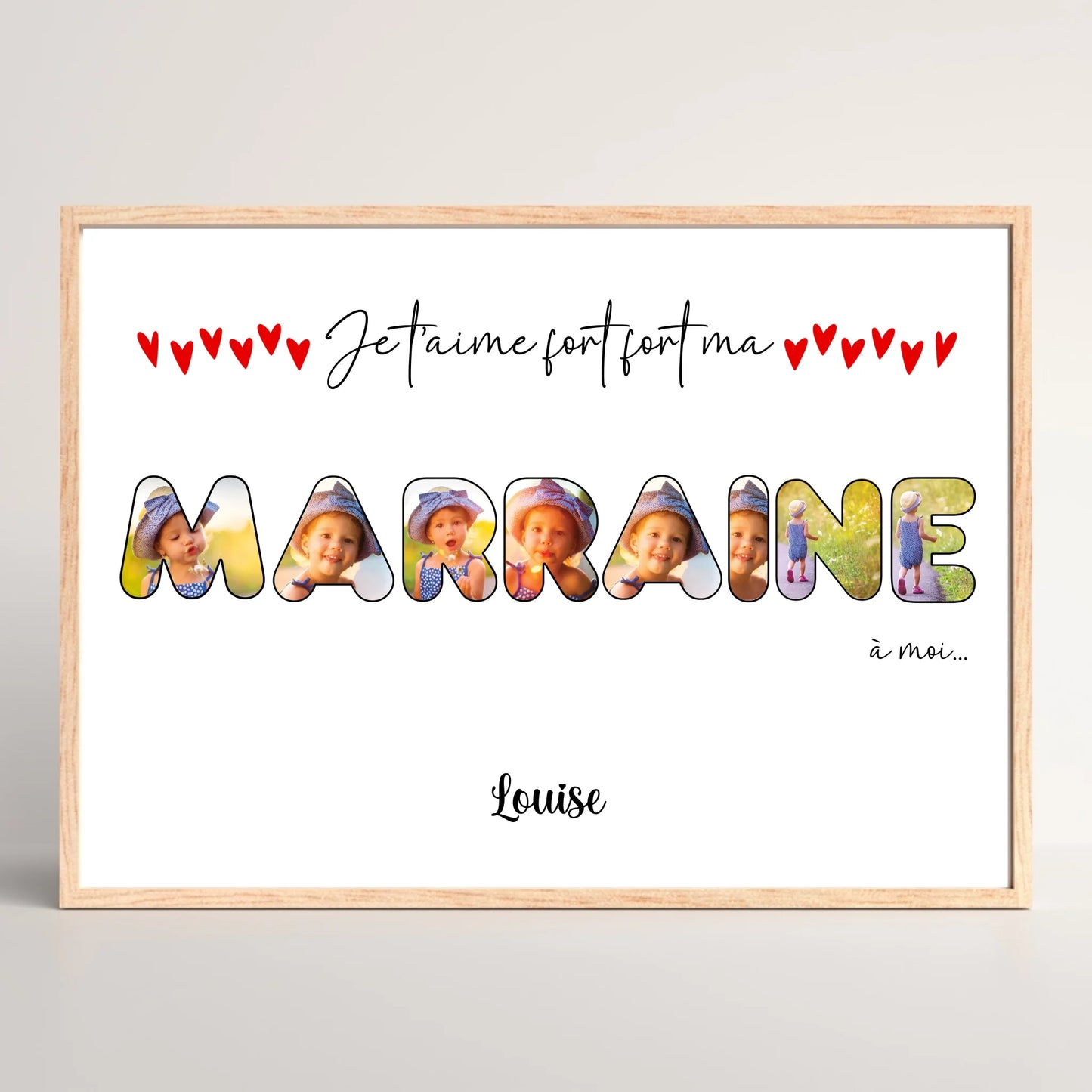 Cadre personnalisé Marraine - Mot Marraine avec photos - cadeau marraine personnalisé