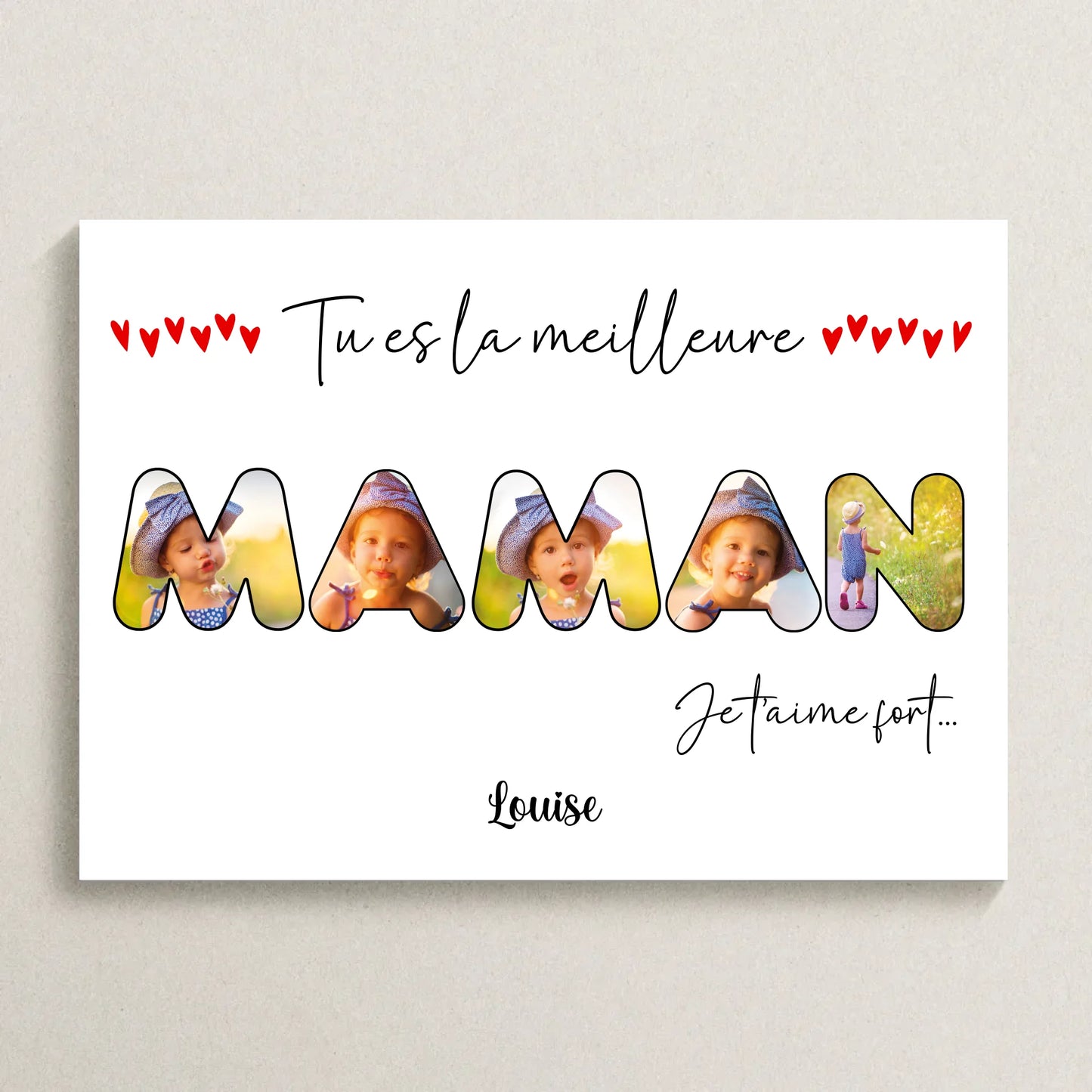 Affiche personnalisée Maman - Mot Maman avec photos - Cadeau maman personnalisé