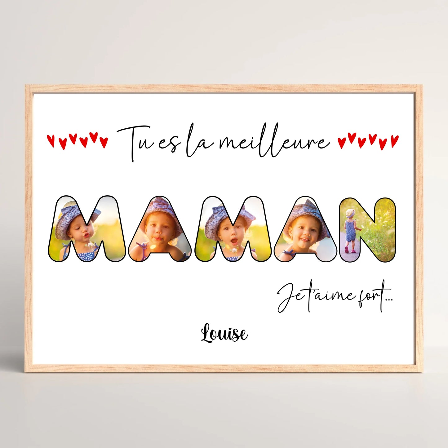 Cadre personnalisé Maman - Mot Maman avec photos - Cadeau maman personnalisé