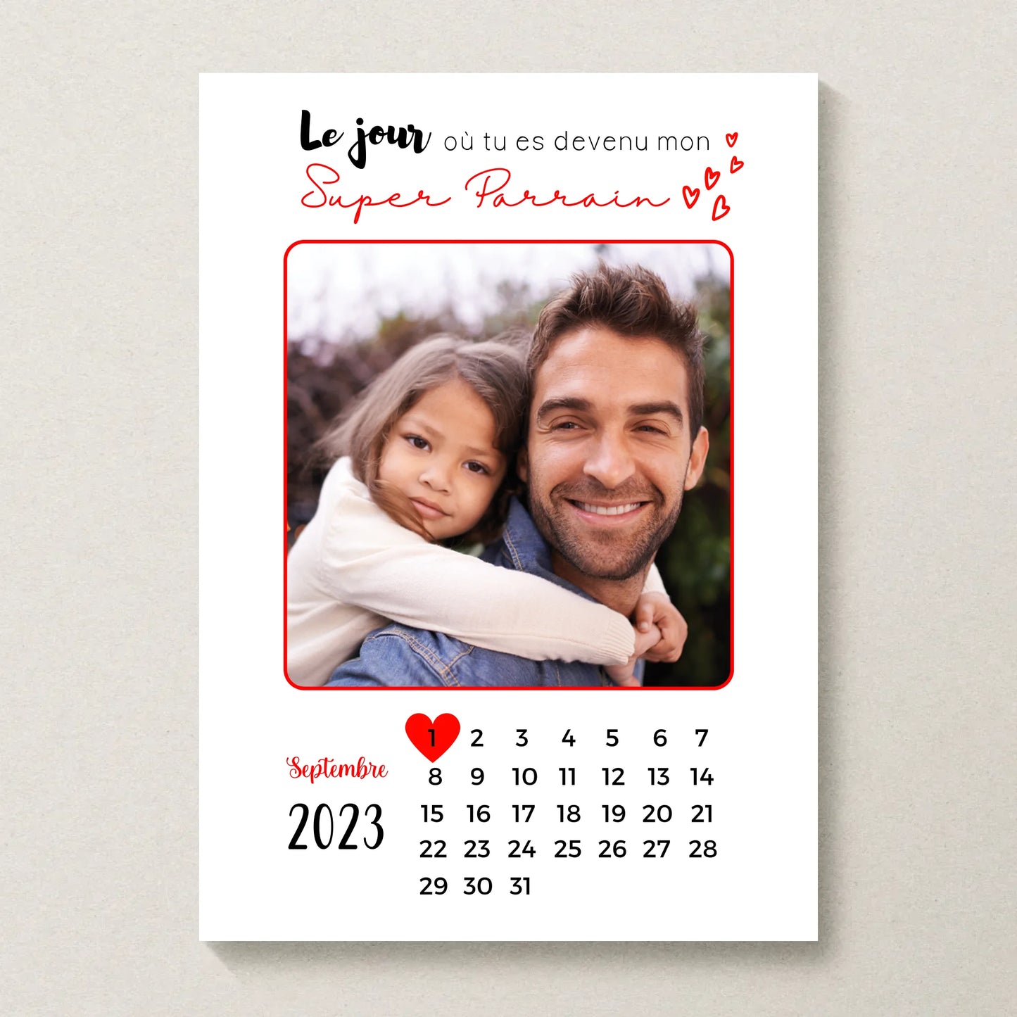 Affiche personnalisée - Parrain ou Marraine Calendrier avec photo - CaPlume Revedor