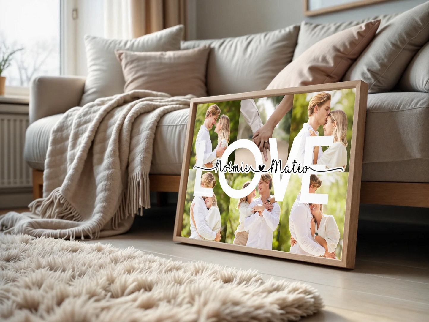 Affiche personnalisée Couple MOT Photos Mot et Prénoms - Cadeau personPlume Revedor
