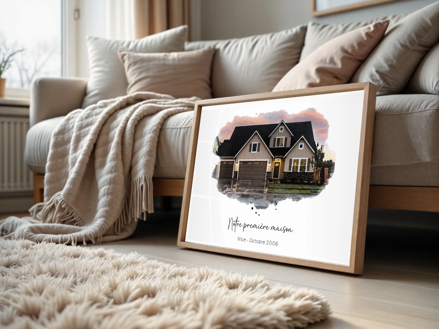 Affiche personnalisée - Maison Aquarelle à partir d'une photo - idée cPlume Revedor