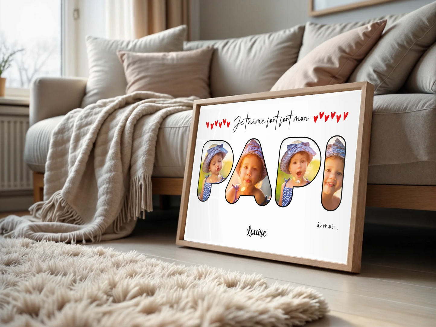 Affiche personnalisée - Mot Papi avec photosPlume Revedor