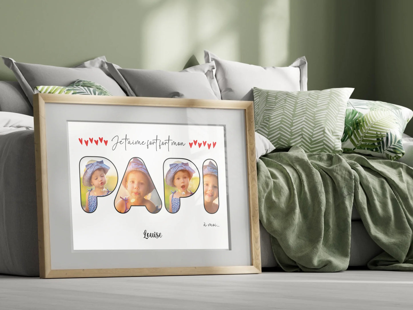 Affiche personnalisée - Mot Papi avec photosPlume Revedor