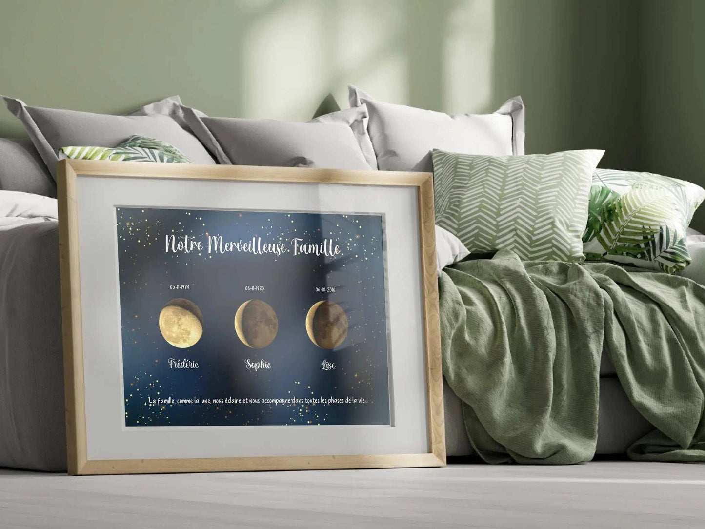 Affiche Famille Personnalisée Phase de la lune DoréePlume Revedor