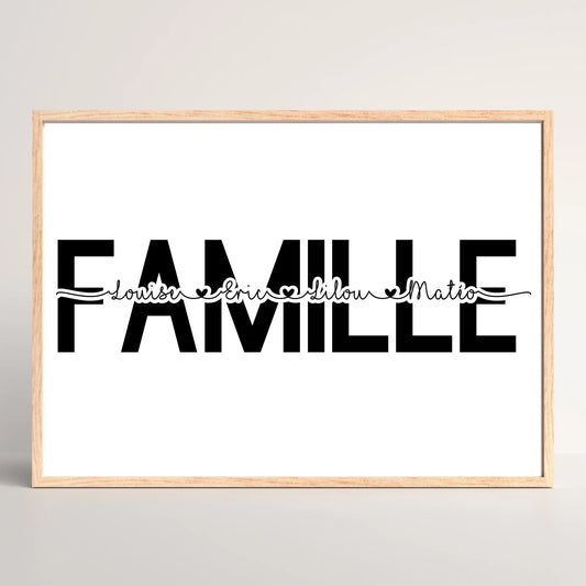 Affiche personnalisée - Famille MOT avec prénomsPlume Revedor