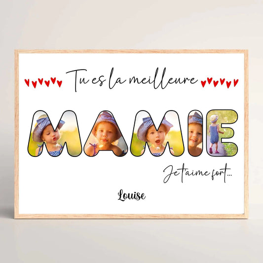 Affiche personnalisée - Mot Mamie avec Photos affiche Mamie Plume Revedor