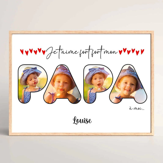Affiche personnalisée - Mot Papa avec Photos affiche Papa Plume Revedor