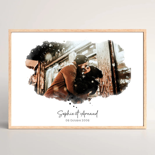 Affiche personnalisée - Couple Aquarelle Prénom et datePlume Revedor