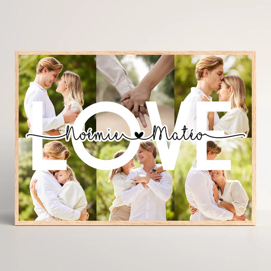 Affiche personnalisée Couple MOT Photos Mot et Prénoms - Cadeau personPlume Revedor