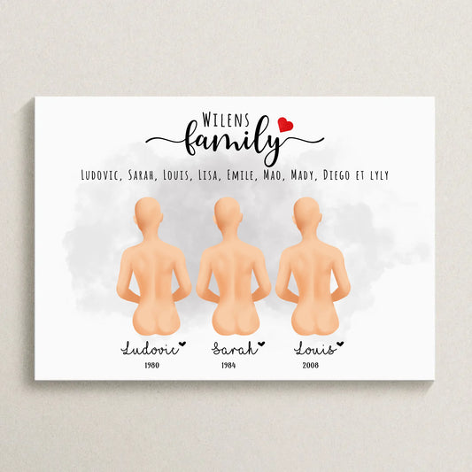 Affiche Personnalisée Portrait de Famille Assis de dosPlume Revedor