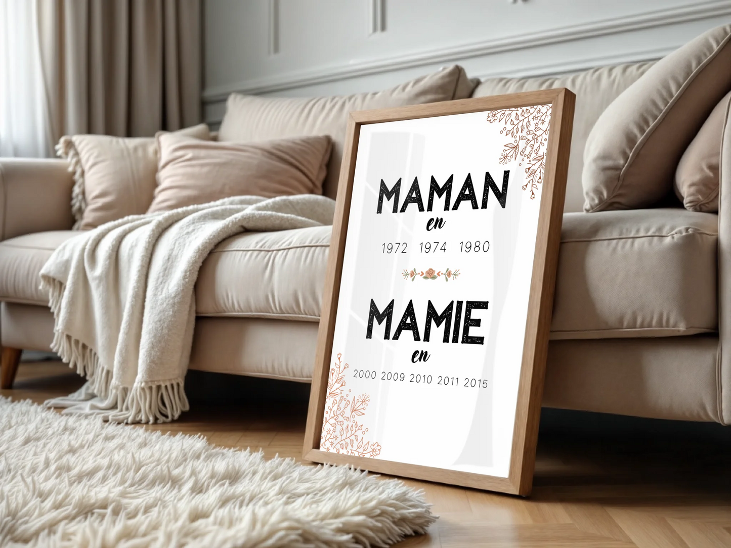 Affiche Personnalisée Maman Mamie années de naissance - Annonce grossesse