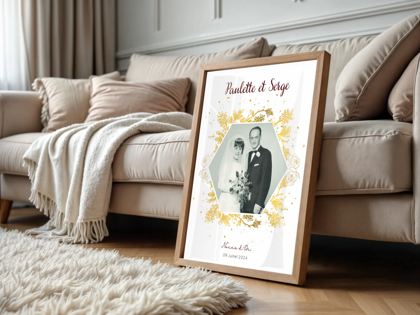Cadeau Noces d'Or - Affiche Personnalisée 50 Ans de MariagePlume Revedor