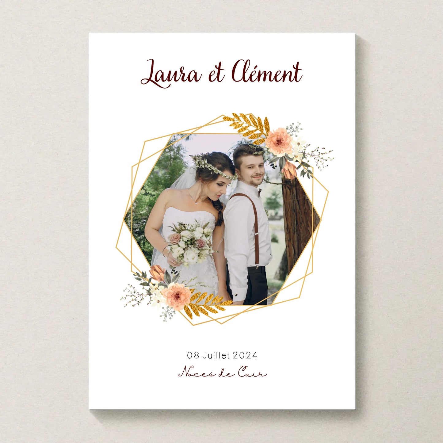 Affiche Personnalisée Noces de Cuir - Cadeau Noces de Cuir - Cadeau Anniversaire de mariage
