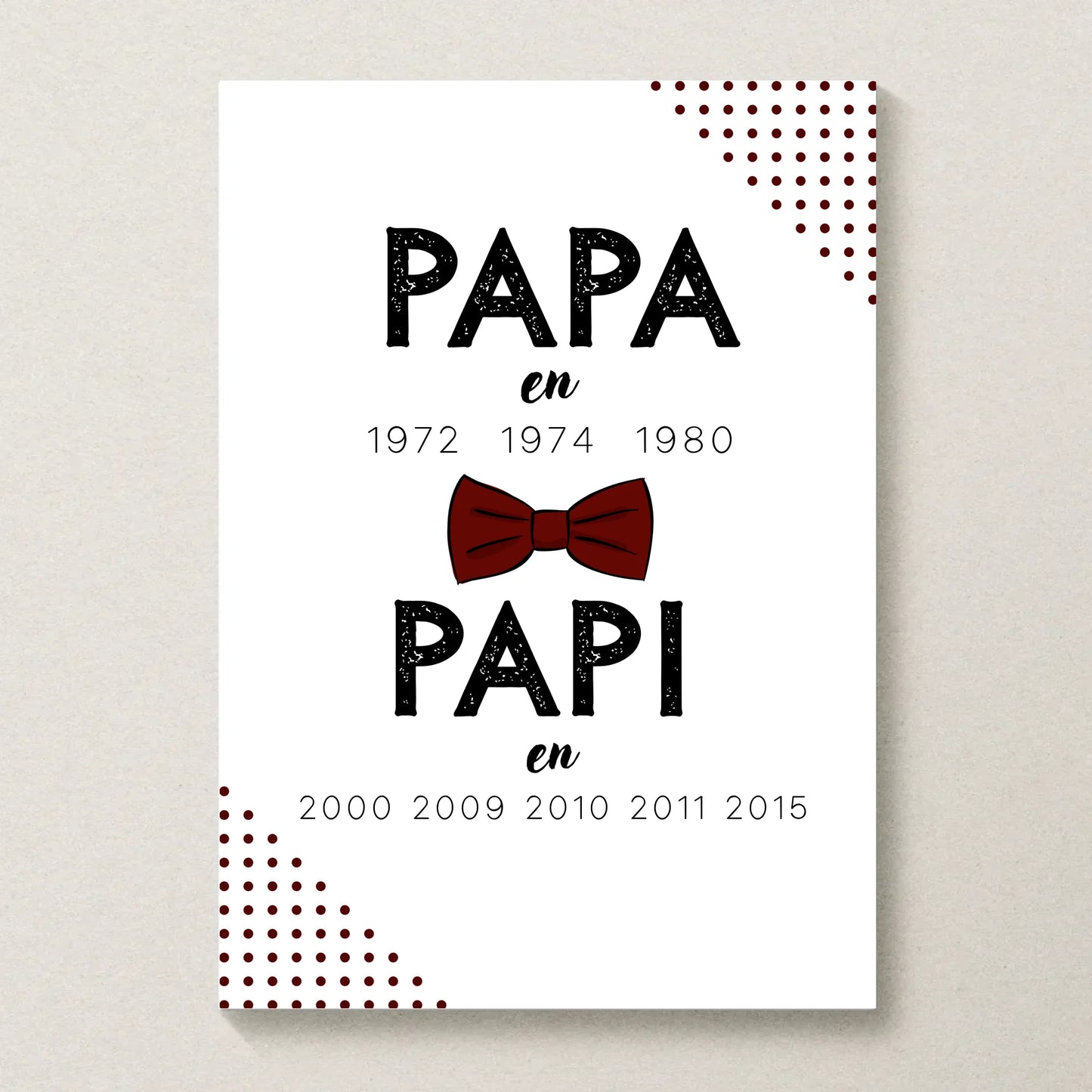 Affiche Personnalisée Papa Papi Années de naissance - idée Annonce grossesse