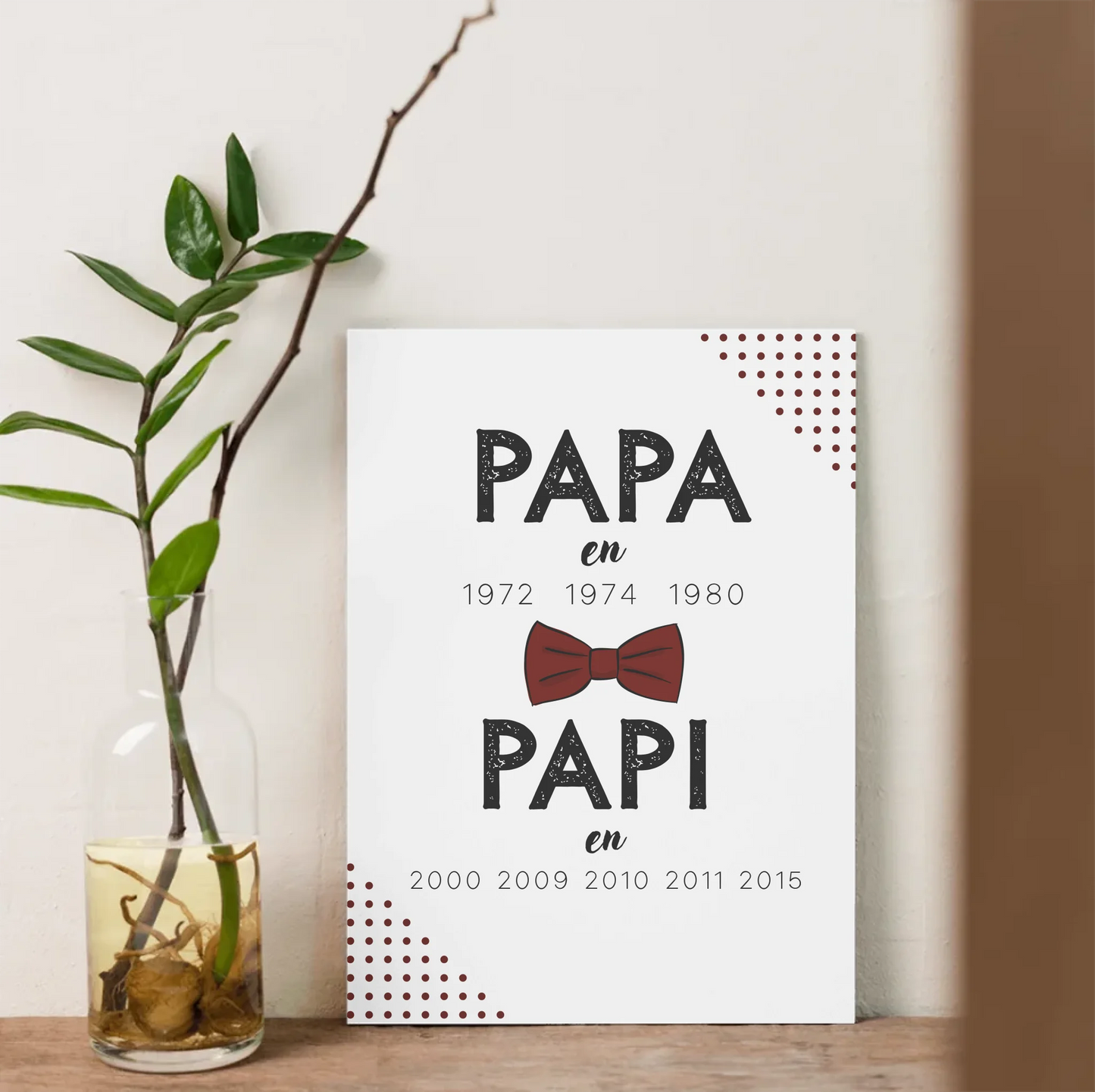 Affiche personnalisée Papa puis Papi – avec dates de naissance des enfants et petits-enfants