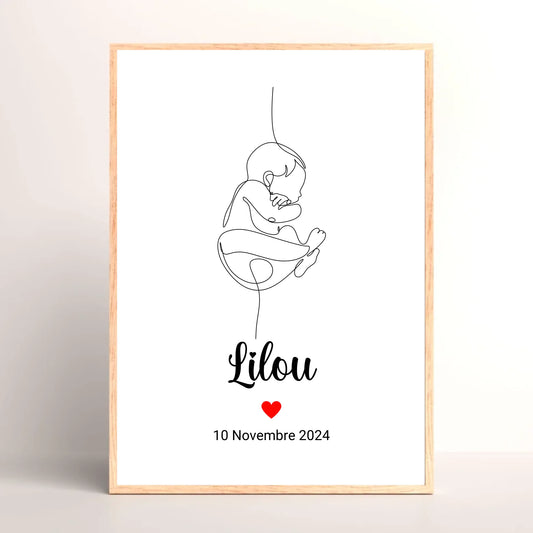 Cadre personnalisé Naissance minimaliste Art Line