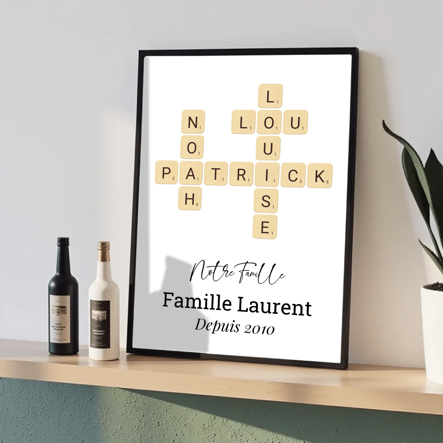 Affiche originale prénoms famille en lettres de jeu – personnalisation complète