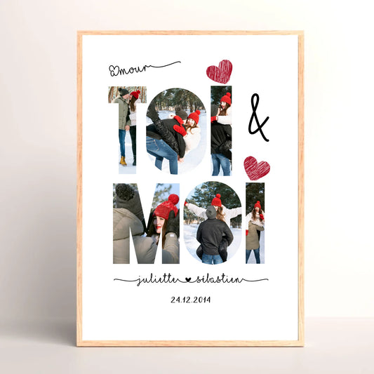 Cadre Personnalisé Couple Toi & Moi - Cadeau saint valentin