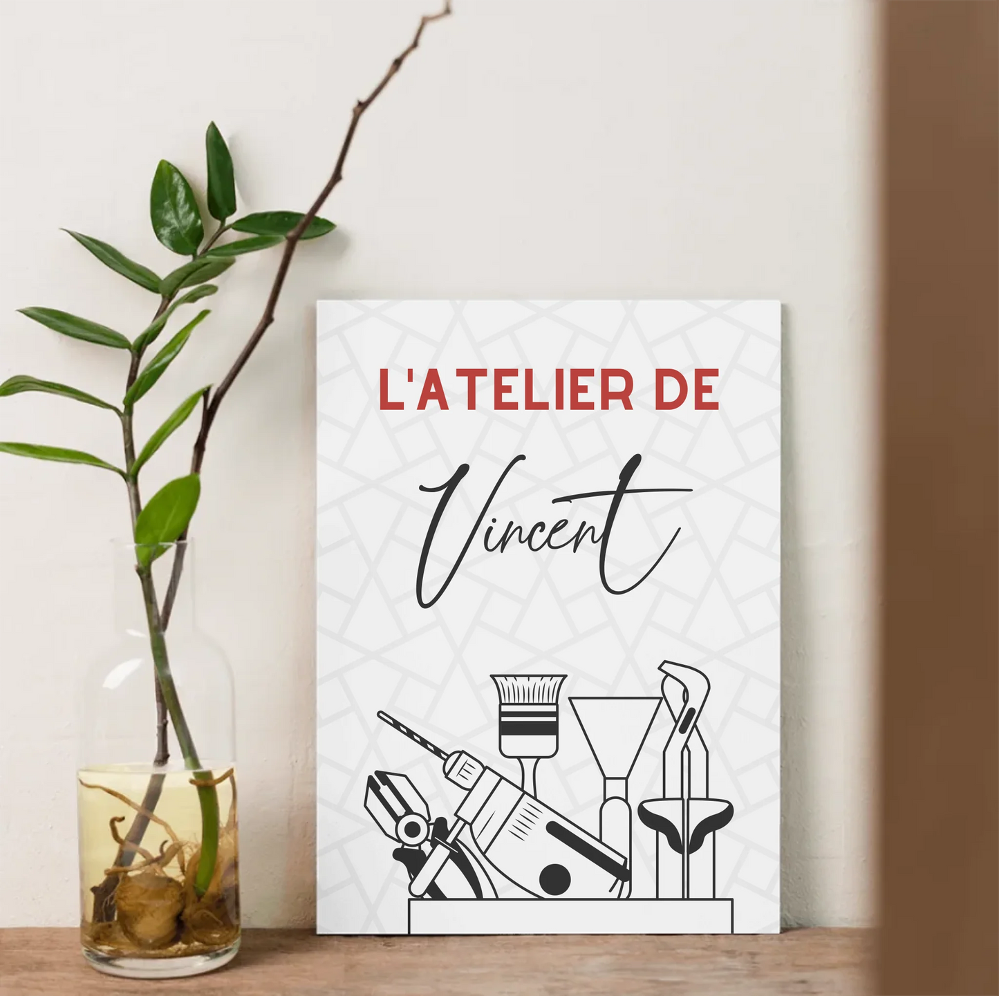 Affiche personnalisée L'Atelier de avec outils de bricolage