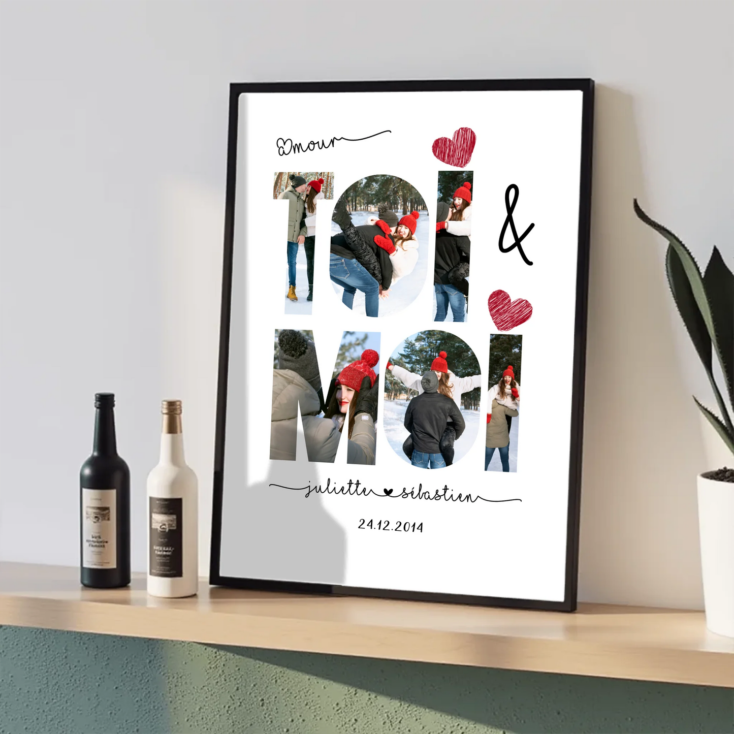 Affiche amour Toi et Moi – date symbolique et montage photo dans les lettres
