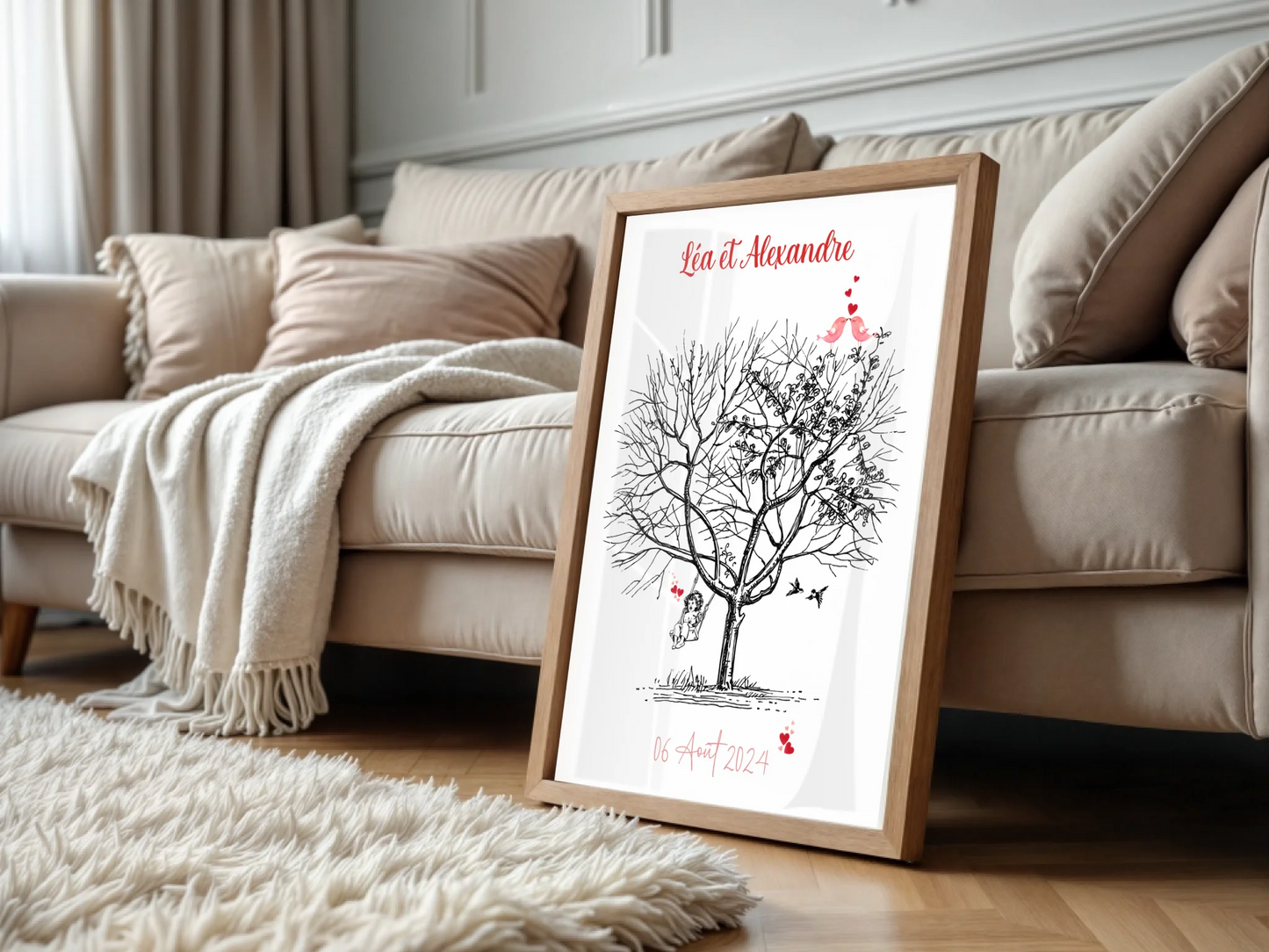 Affiche personnalisée - Mariage Arbre à empreintesPlume Revedor