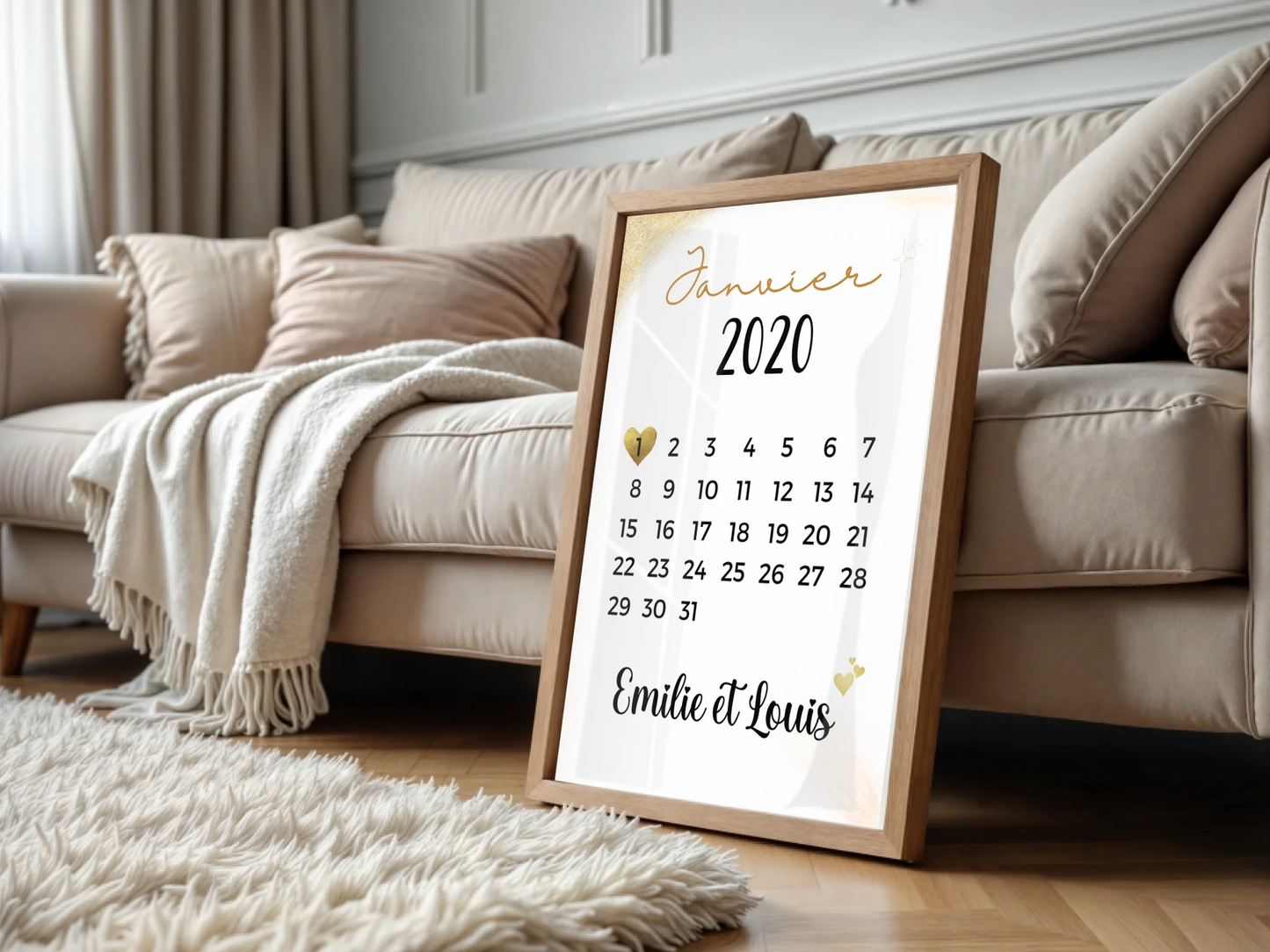 Affiche couple Personnalisée - Calendrier date de rencontrePlume Revedor