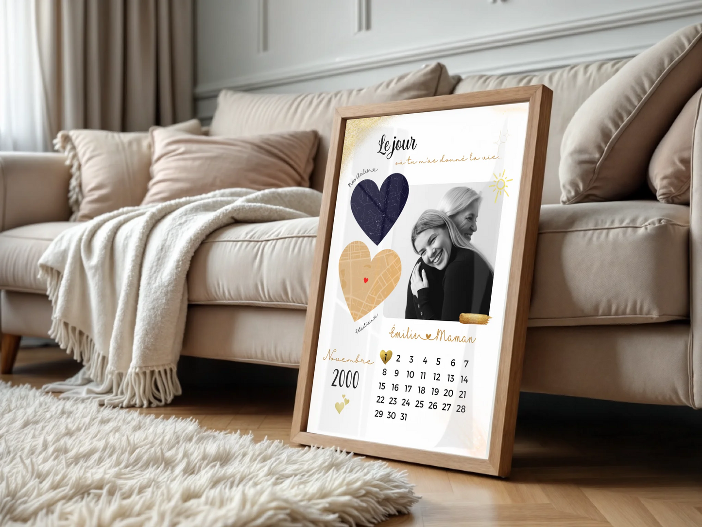 Affiche Personnalisée Maman Calendrier avec Photo, Plan et Carte des éPlume Revedor