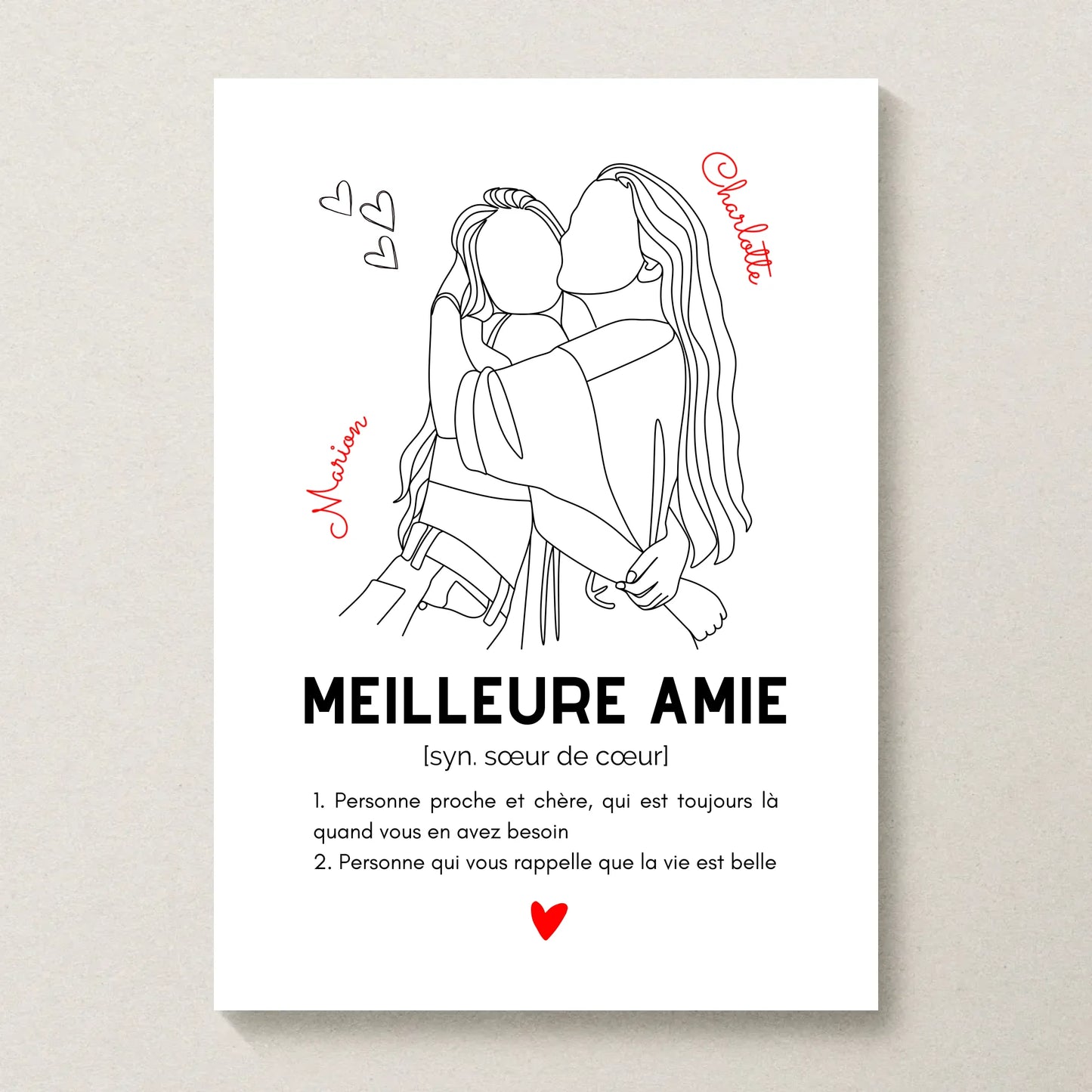 Affiche Meilleure Amie personnalisée - DéfinitionPlume Revedor