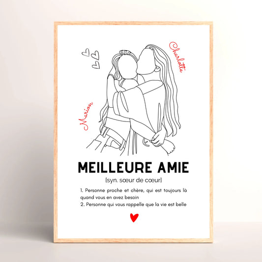 Affiche Meilleure Amie personnalisée - DéfinitionPlume Revedor