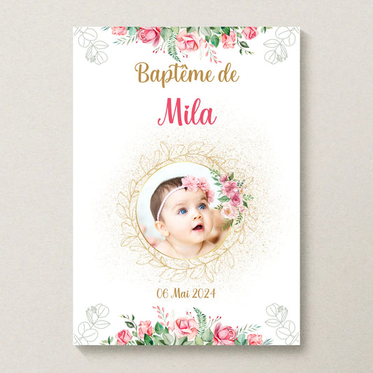 Affiche personnalisée Baptême ou Anniversaire arbre à empreintes baptêPlume Revedor