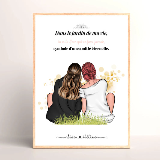 Affiche personnalisée - Maman - Mère Fille - Portrait famille de dosPlume Revedor