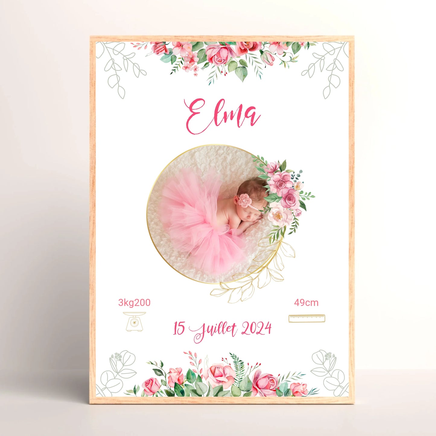 Affiche personnalisée - Naissance Bohème RosesPlume Revedor