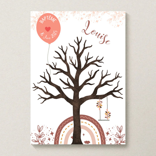 Affiche personnalisée - Baptême ou Anniversaire arbre à empreintes arcPlume Revedor