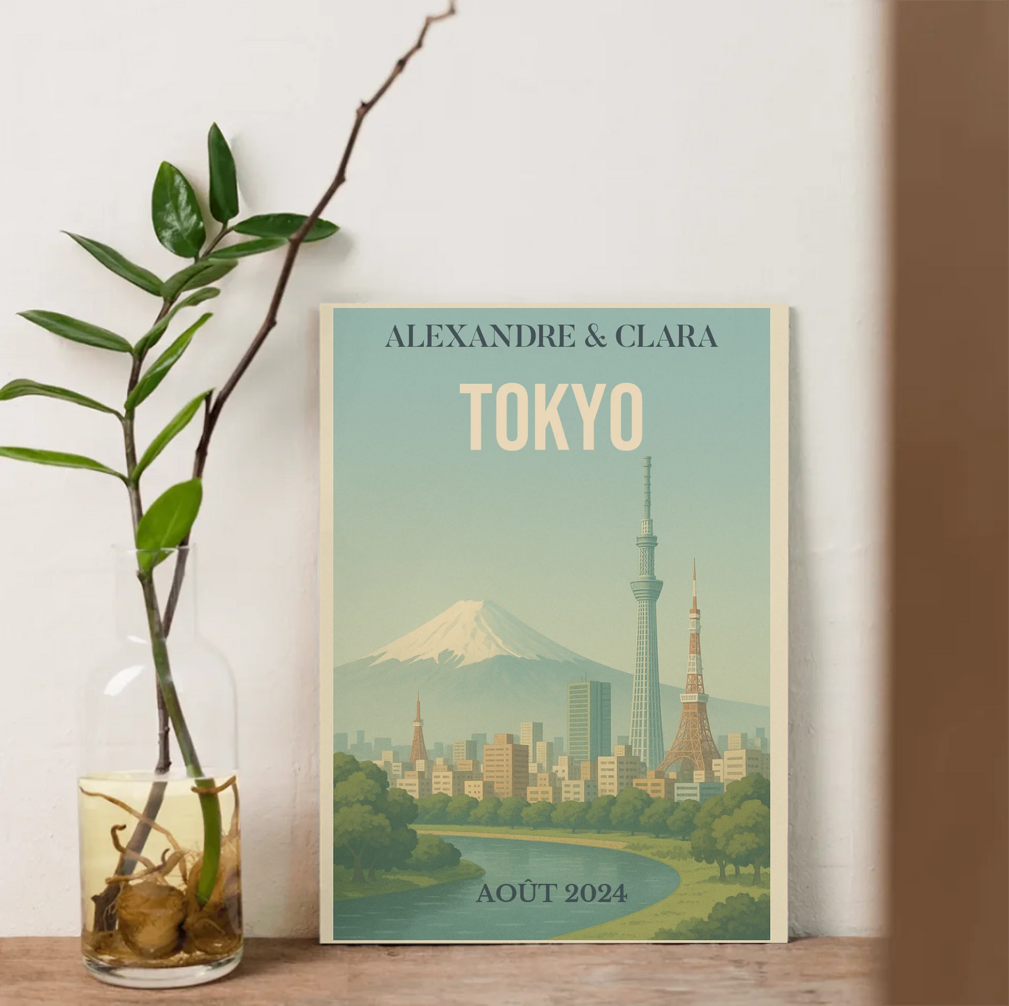 Affiche Tokyo vintage – Mont Fuji & skyline – déco murale personnalisaPlume Revedor