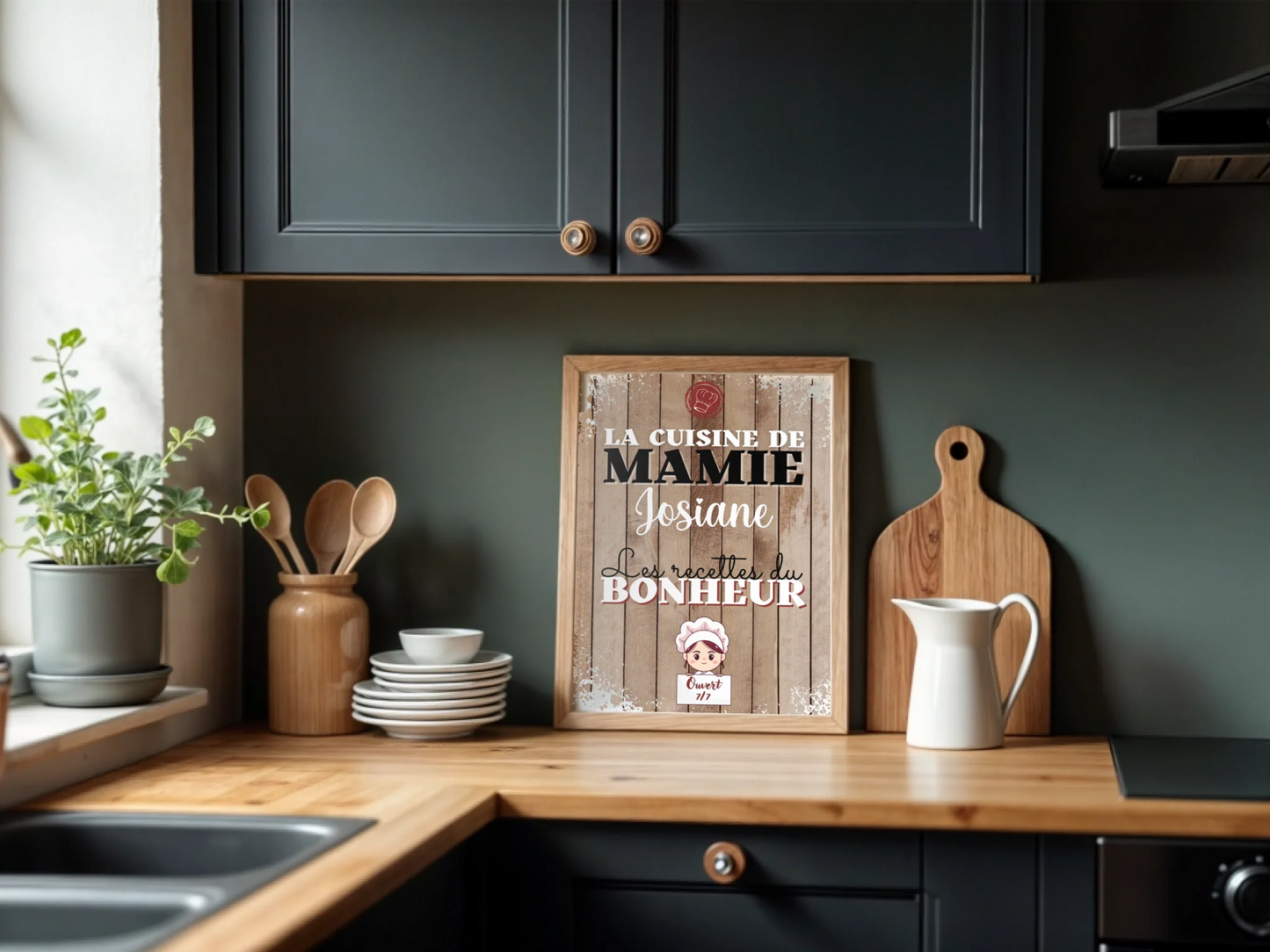 Affiche Mamie personnalisée - La cuisine de Mamie avec prénomPlume Revedor