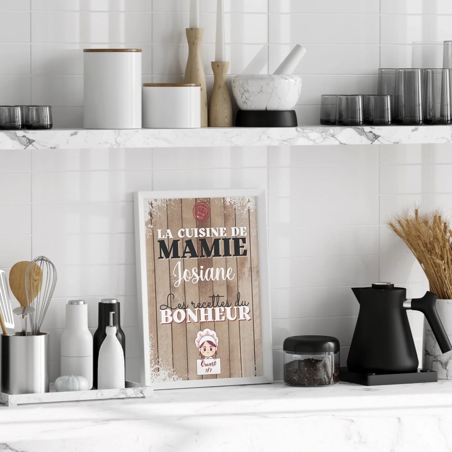Affiche Mamie personnalisée - La cuisine de Mamie avec prénomPlume Revedor