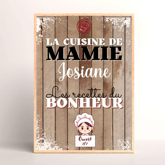 Affiche Mamie personnalisée - La cuisine de Mamie avec prénomPlume Revedor