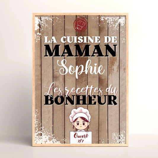 Affiche personnalisée - La cuisine de Maman avec prénomPlume Revedor