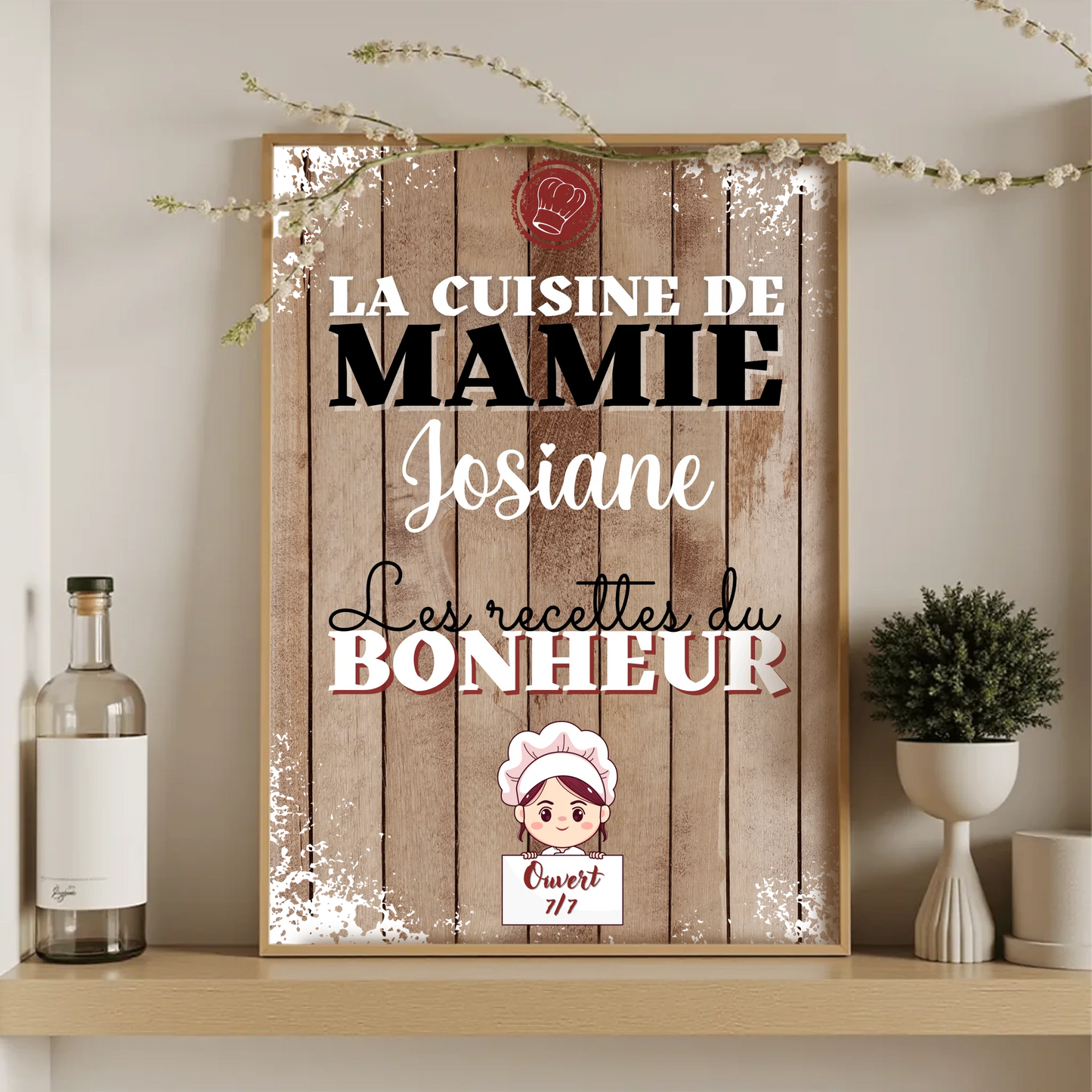 Affiche Mamie personnalisée - La cuisine de Mamie avec prénomPlume Revedor