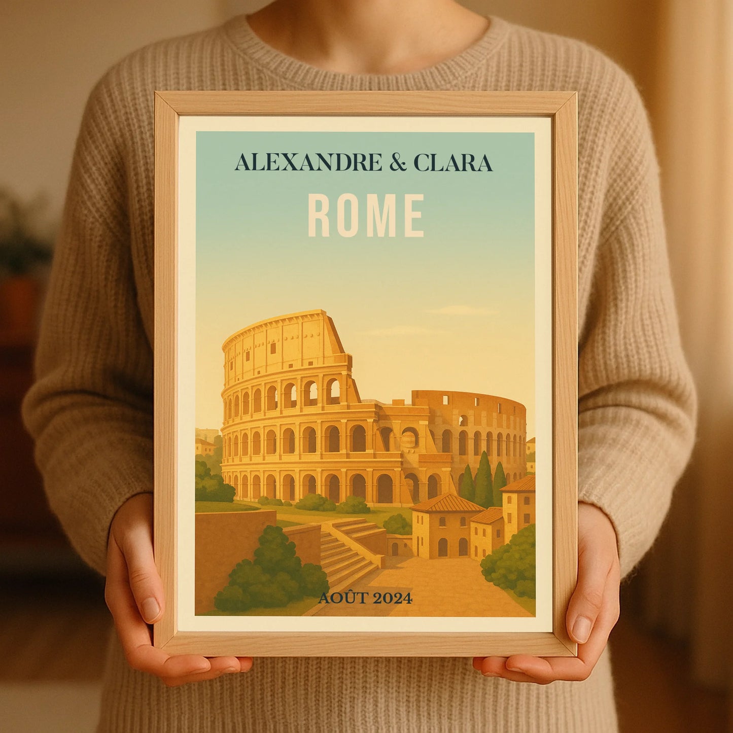 Affiche Rome personnalisée – Colisée & paysage italien vintagePlume Revedor