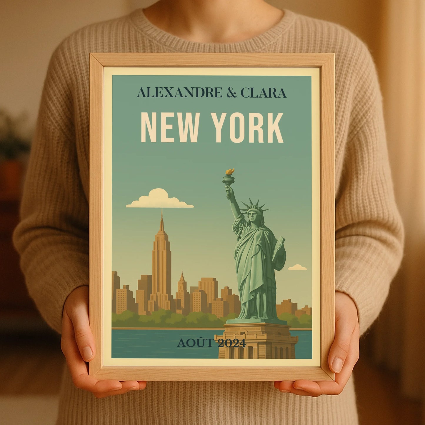 Affiche personnalisée New York – Statue de la Liberté vintagePlume Revedor
