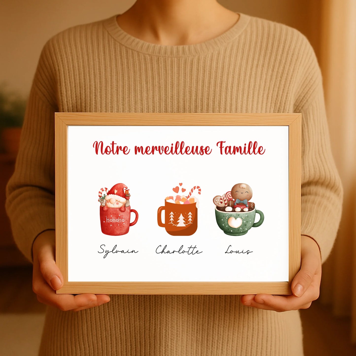 Affiche personnalisée Famille Mugs de NoëlPlume Revedor