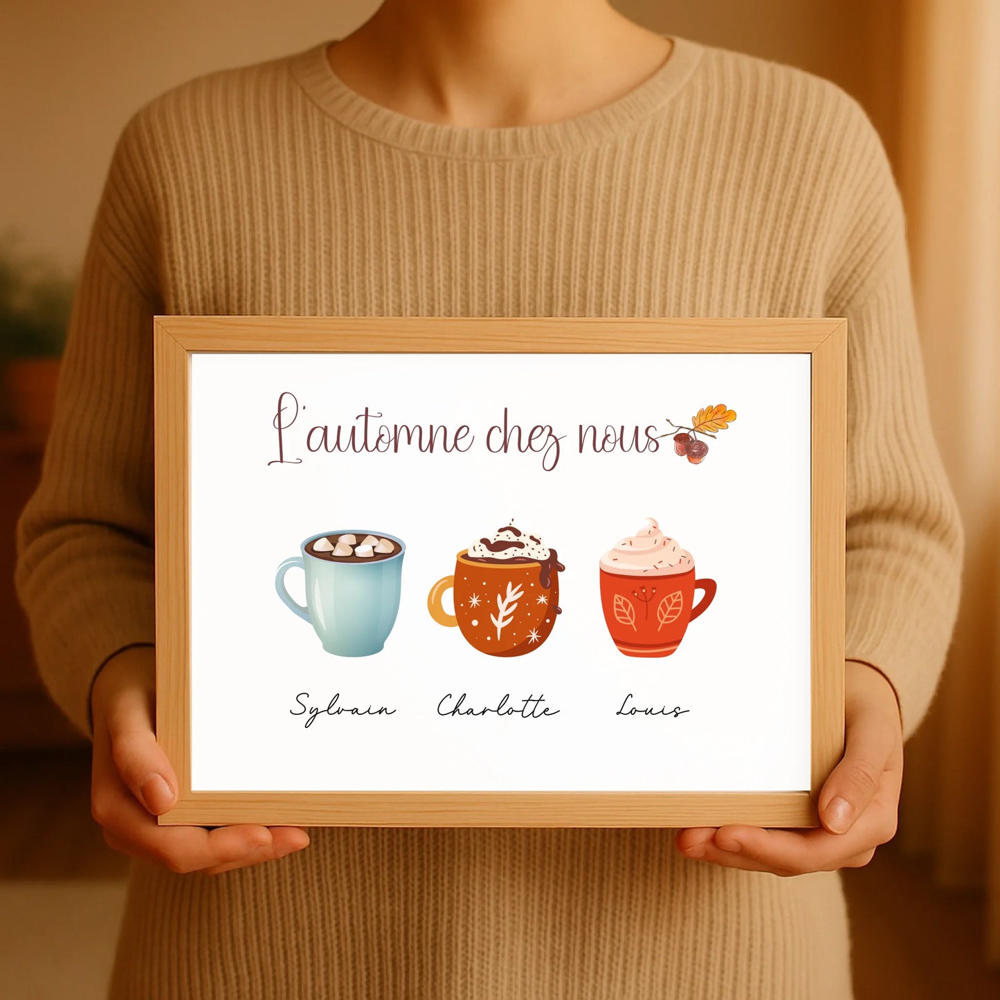 Affiche Famille personnalisée Mugs d'AutomnePlume Revedor