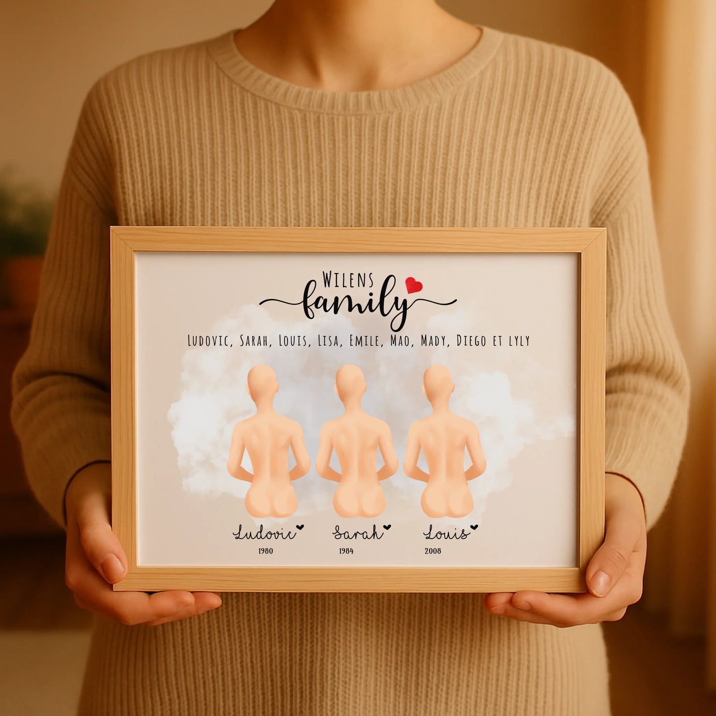 Affiche Personnalisée Portrait de Famille Assis de dosPlume Revedor