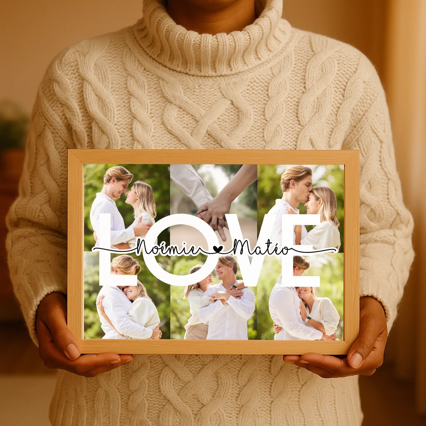 Affiche personnalisée Couple MOT Photos Mot et Prénoms - Cadeau personPlume Revedor