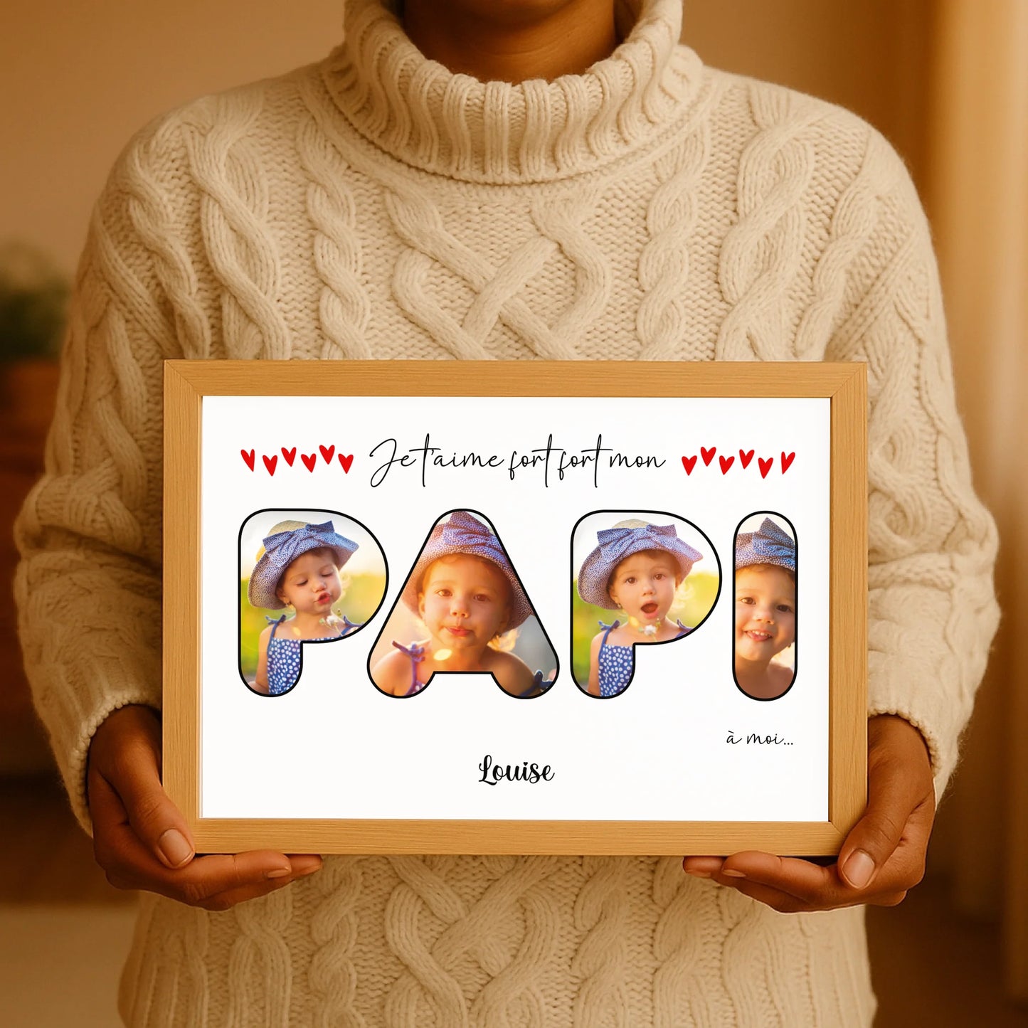 Affiche personnalisée - Mot Papi avec photosPlume Revedor