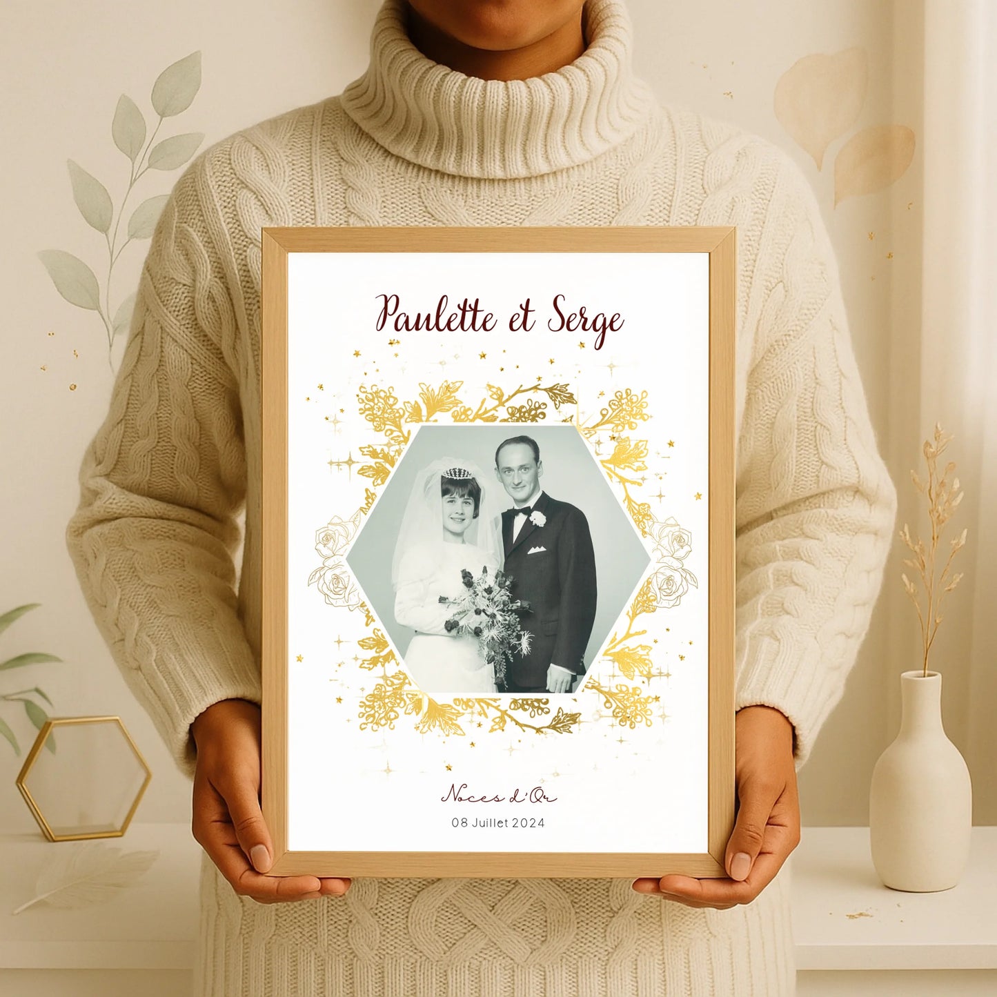 Cadeau Noces d'Or - Affiche Personnalisée 50 Ans de MariagePlume Revedor